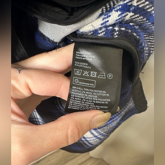 H&M‎ Divided Blue Plaid Oversized Shacket Jacket Shirt Size Small - Picture 4 of 7